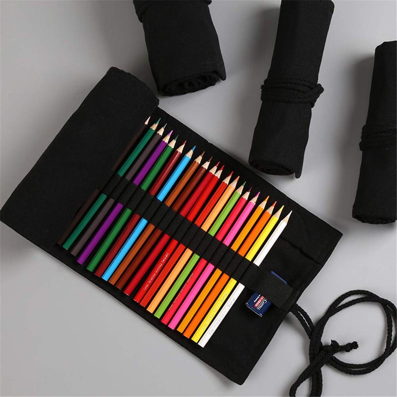 Funny live 36/48/72 Slots Colored Pencil Wrap Pencils Roll Holder Coloring Pencils Organizer Holder Colored Pen Paint Brush Storage Pouch Portable for Artist Student (Black, 36 Slots) - Image 5